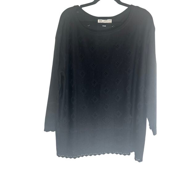 St. John Sportswear by Marie Gray Women's Medium Knit Sweater Black Lace Detail - Picture 9 of 9